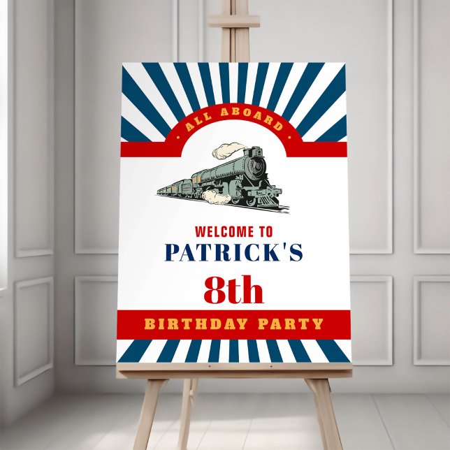 All Aboard Train birthday party welcome signage Poster (Creator Uploaded)