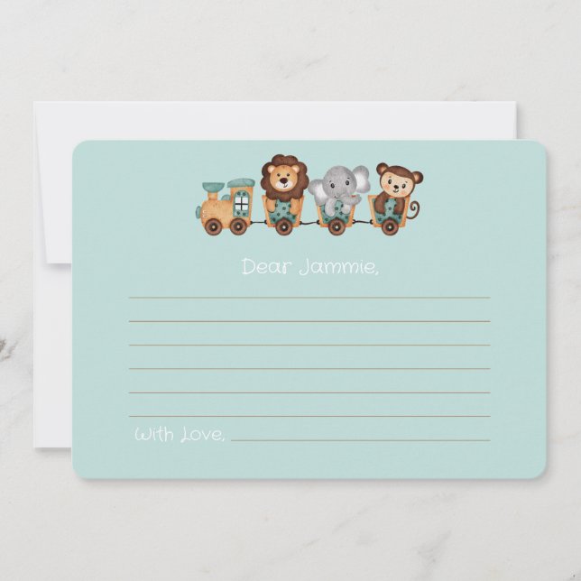 ALL ABOARD Train Fiesta Birthday Time Capsule Note Card (Front)