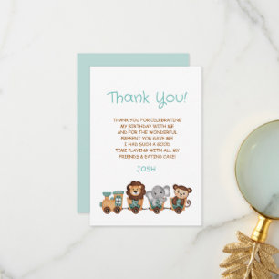 ALL ABOARD Train Fiesta Kids Birthday Thank You Card