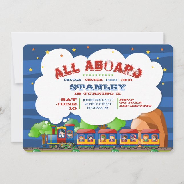 All Aboard Train Invitation (Front)