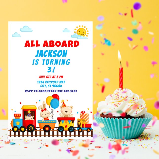 All Aboard Train Party, Cute train  Invitation  (Creator Uploaded)