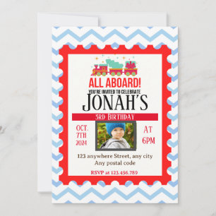 All aboard! Train theme  Invitation