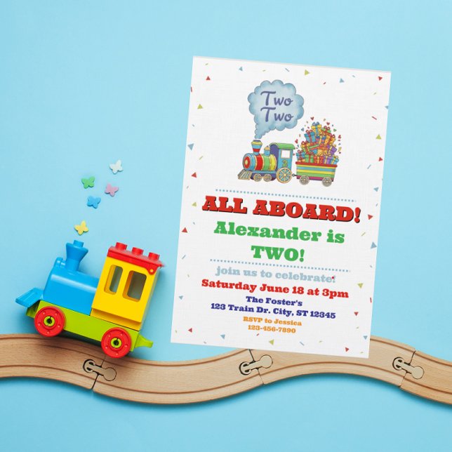 All Aboard Two Two Train 2nd Birthday Invitation (Creator Uploaded)