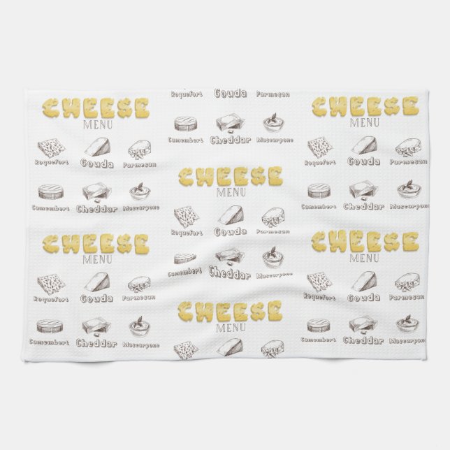 All about Cheese Types Menu            Tea Towel (Horizontal)