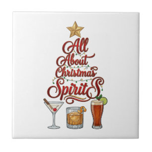 All About Christmas Spirits Cocktails Whiskey Star Ceramic Tile
