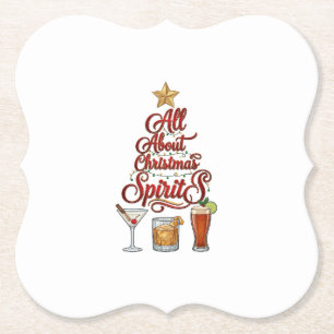 All About Christmas Spirits Cocktails Whiskey Star Paper Coaster