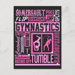 All About Gymnastics Typography in Pink   Postcard