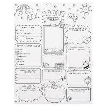 All About Me Back To School Kid Activity Worksheet
