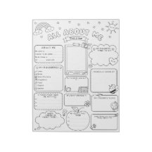 All About Me Back To School Kids Activity Sheet