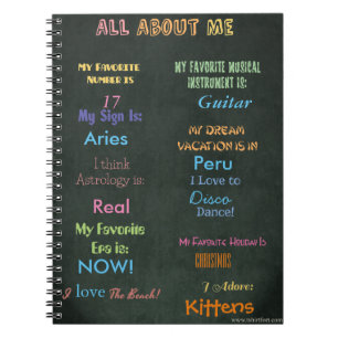 All About Me Custom Info Notebook