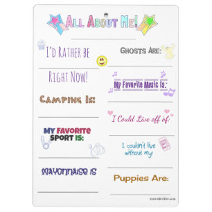 All About Me Customise it Clipboard