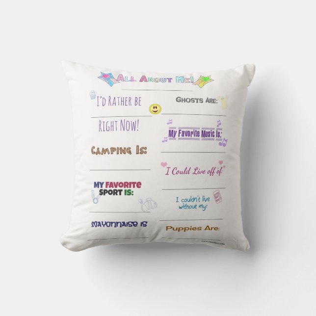 All About Me Customise it Cushion (Front)
