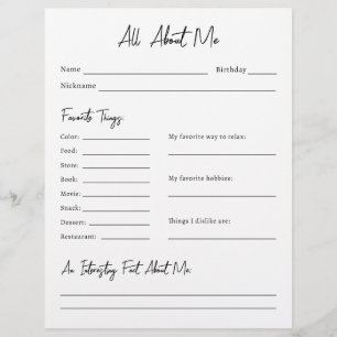 All About Me Survey