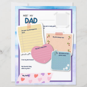 All About My Dad, Kids Gift for Fathers, Thank You