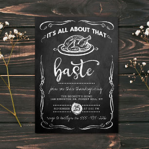 "All About That Baste" Chalkboard Thanksgiving Invitation