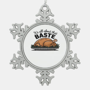 All About That Baste Christmas Classic Retro Look Snowflake Pewter Christmas Ornament