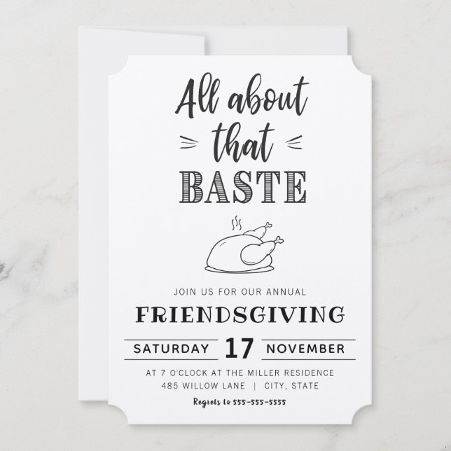 All About That Baste | Friendsgiving invitation (Front)