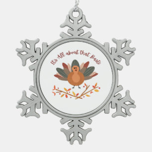All About That Baste Sloth Classic Whimsical Style Snowflake Pewter Christmas Ornament