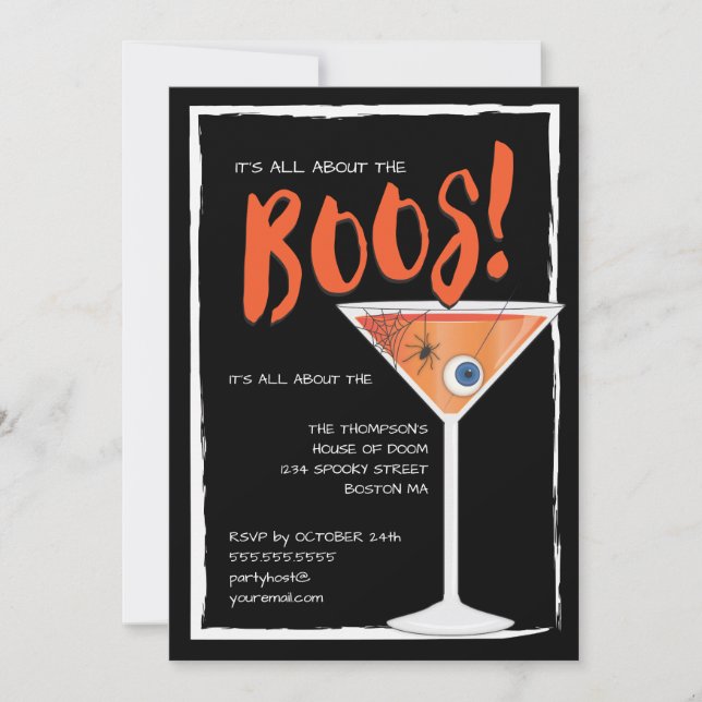 All About the Boos Funny Halloween Cocktail Party Invitation (Front)