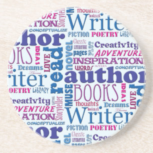 All About Writing Fun Author Word Art Coaster