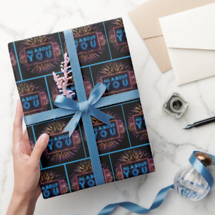 All About You Neon Sign With Fireworks Wrapping Paper