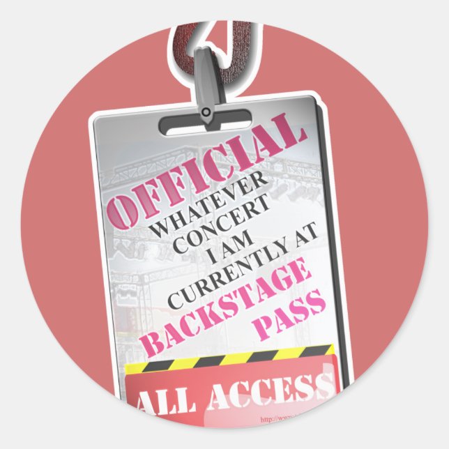 All Access Backstage Pass Classic Round Sticker (Front)