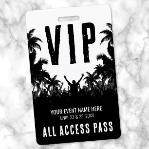 All Access Black White Event VIP ID Badge