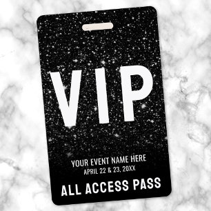 All Access Pass Black White Event VIP ID Badge