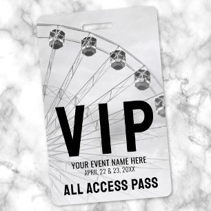 All Access Pass Black White VIP ID Badge