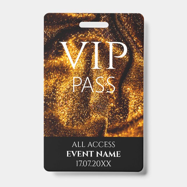 All Access Pass gold vip event id badge (Front)