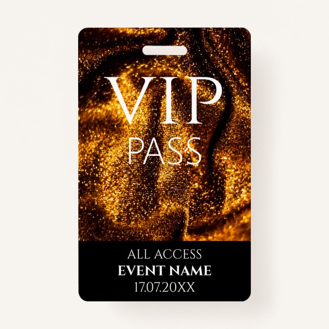 All Access Pass gold vip event id badge (Front)
