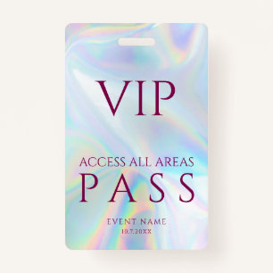 All Access Pass Holographic VIP Festival Custom ID Badge