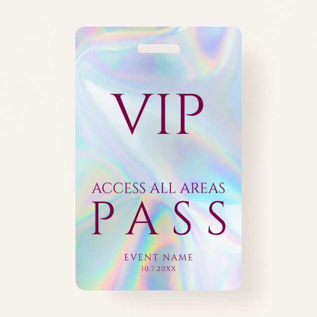 All Access Pass Holographic VIP Festival Custom ID Badge (Front)