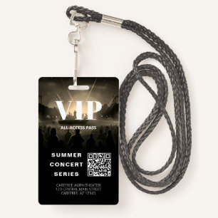 All Access Pass QR Code Concert Badge ID Badge