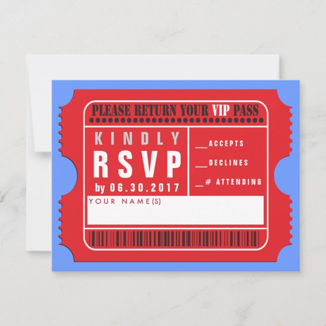 ALL ACCESS VIP PASS Bar Bat Mitzvah Reply Card (Front)
