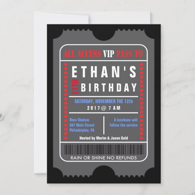 ALL ACCESS VIP PASS BIRTHDAY Invitation (Front)