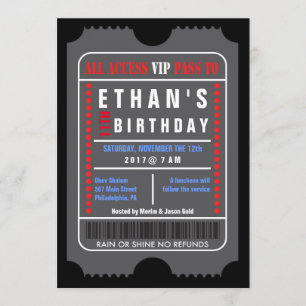 ALL ACCESS VIP PASS BIRTHDAY Invitation