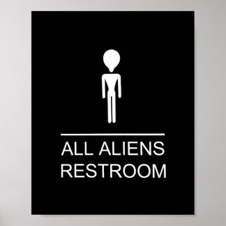 ALL ALIENS RESTROOM POSTER