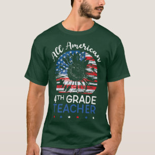 All American 4th Grade Teacher 4th of July Flag Su T-Shirt