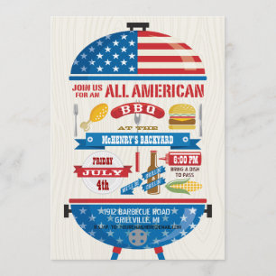 All American 4th of July BBQ Party Invitation