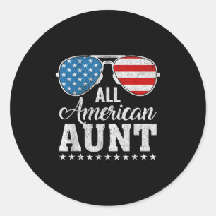 All American Aunt Matching Family Usa Patriotic 4t Classic Round Sticker