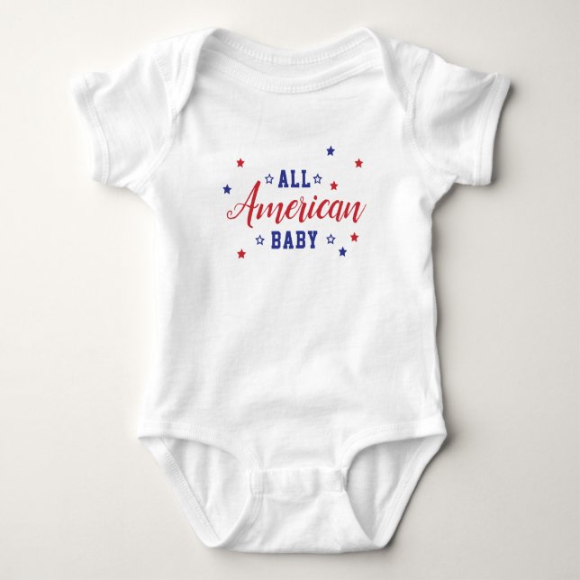 All American Baby 4th July Independence Patriotic Bodysuit (Front)