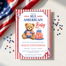 All American Baby Shower Patriotic Teddy Bear July