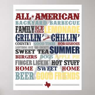 All American Backyard Barbecue Typography Poster
