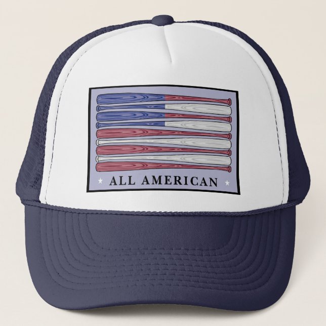 All American baseball bats flag patriotic hat (Front)