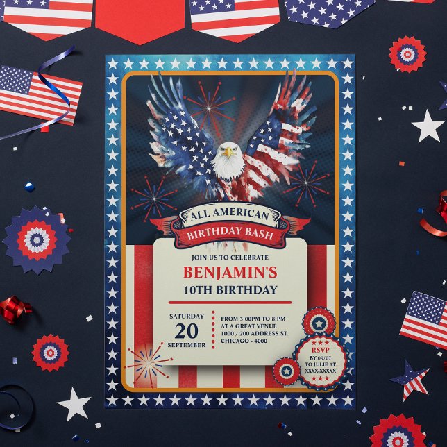 All American Birthday Party Invitation (Celebrate in true American spirit with this bold and dramatic birthday invitation )
