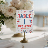 All American Bows Shower Table Numbers Sign