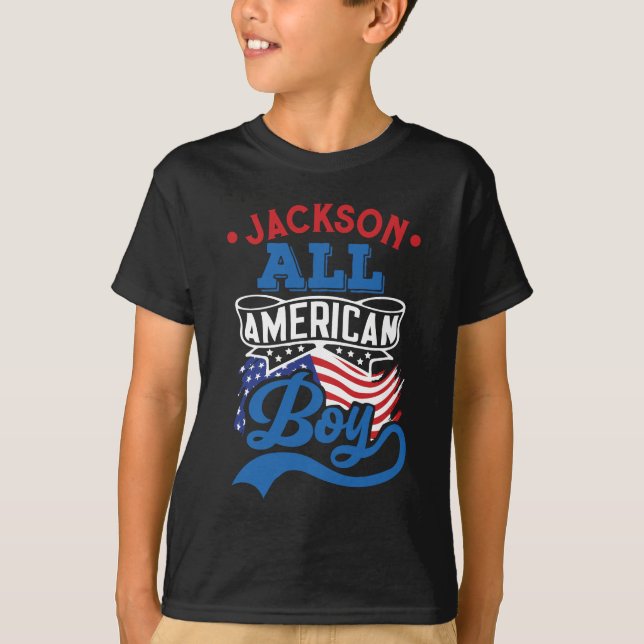 All american boy 4th july patriotic family naming T-Shirt (Front)