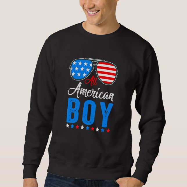 All American Boy 4th Of July Boy Kids Teens Sungla Sweatshirt (Front)