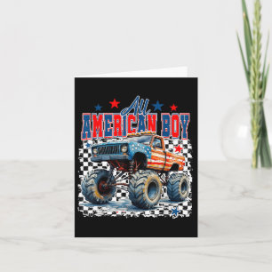 All American Boy 4th Of July Monster Truck Patriot Card